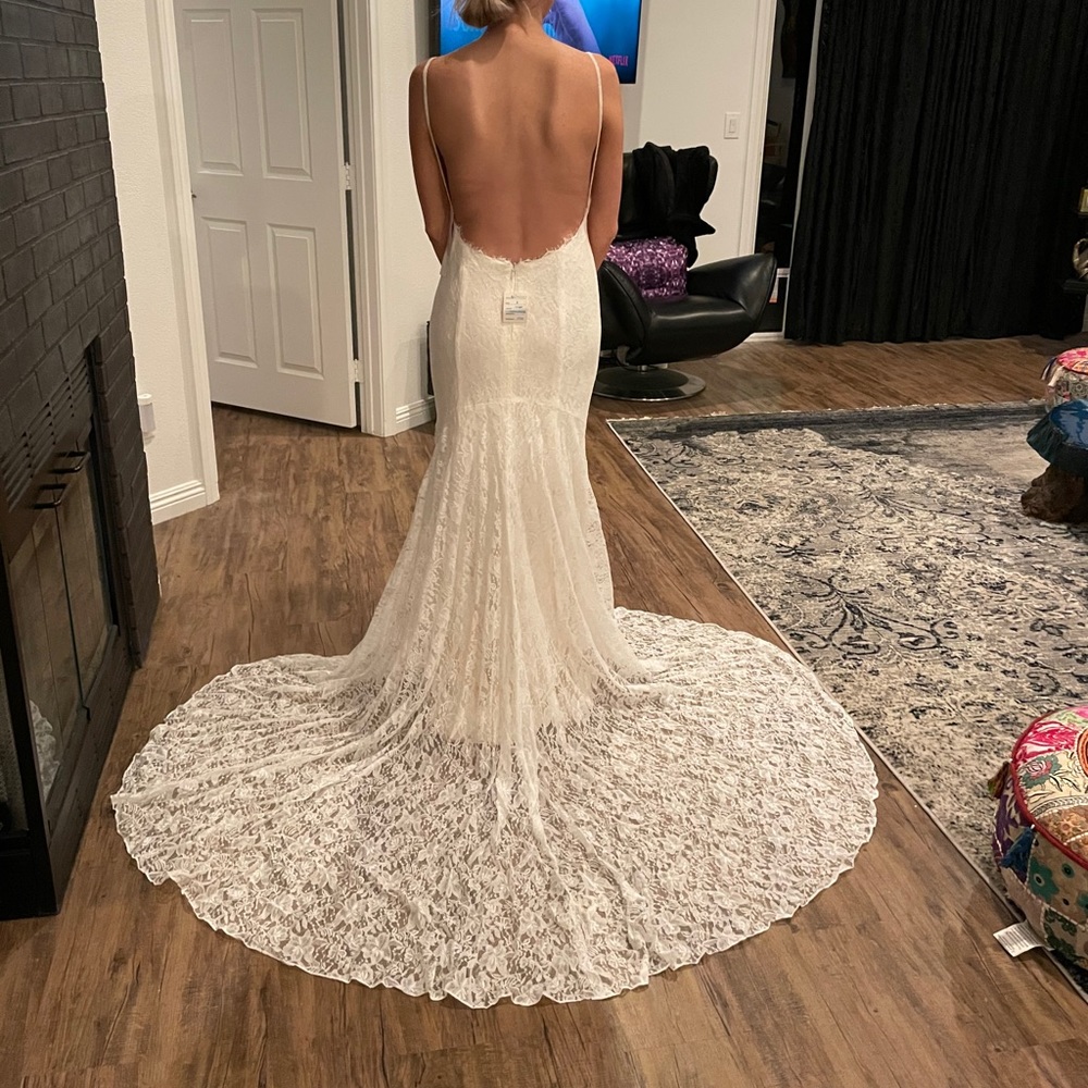 Low Back Lace Wedding Dress With Extra Length
